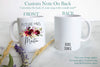 Future Mrs. Mug Burgundy Boho Floral Custom Name - White Ceramic Mug - Inkpot