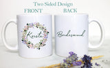 Wildflower Lavender Floral Bridesmaid Custom Name - White Ceramic Mug