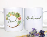 Succulent Floral Bridesmaid - White Ceramic Mug