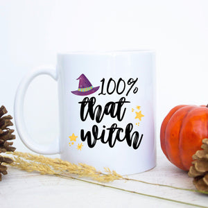 Halloween 100% That Witch Ceramic - White Ceramic Mug - Inkpot