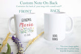 Wildflower Personalized Grandma Name EST - White Ceramic Mug