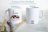 Burgundy Fall Winter Floral Mother of the Groom Custom Name With Date - White Ceramic Mug - Inkpot