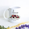 Burgundy Boho Floral Bridesmaid Custom Name With Date - White Ceramic Mug - Inkpot