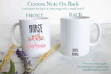 Nurse Floral Monogram With Custom Name - White Ceramic Mug