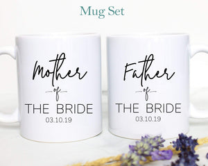 Father of the Bride Mother of the Bride Individual or Mug Set Custom Name With Date - White Ceramic Mug - Inkpot