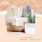 Peach Floral Will You Be My Bridesmaid Custom Name and Date - White Ceramic Mug - Inkpot