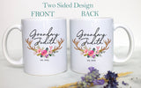 Floral Rustic Personalized Grandma Name Est  - White Ceramic Mug - Inkpot