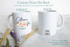Peach Floral Bridesmaid Custom Name and Date - White Ceramic Mug