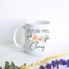 Future Mrs. Peach Floral Custom Name - White Ceramic Mug - Inkpot
