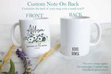 Blue Floral Mother of the Groom Custom Name With Date - White Ceramic Mug