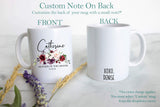 Fall Burgundy Rose Floral Mother of the Groom Custom Name With Date - White Ceramic Mug