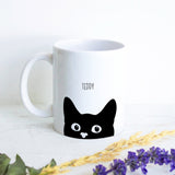 Personalized Black Cat Name Mug - White Ceramic Custom Mug