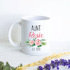 Personalized Aunt Name Pink Floral - White Ceramic Mug