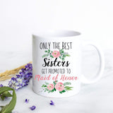 Only the Best Sisters Get Promoted to Maid of Honor Pink Floral - White Ceramic Mug - Inkpot