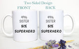49% Sister 51% Superhero - White Ceramic Mug - Inkpot