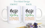 Nurse Greenery Monogram With Custom Name - White Ceramic Mug