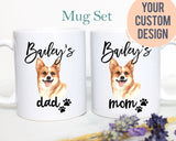 Personalized Corgi Mom and Dad Individual or Mug Set - White Ceramic Custom Mug