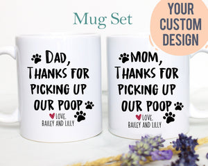 Dear Mom and Dad Thanks For Picking Up Our Poop Custom Name Individual or Mug Set - White Ceramic Mug - Inkpot