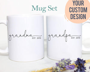 Grandpa and Grandma Individual or Mug Set - White Ceramic Mug - Inkpot