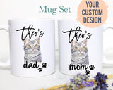 Personalized Tabby Cat Mom and Dad Individual or Mug Set #3- White Ceramic Custom Mug
