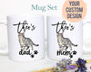 Personalized Tabby Cat Mom and Dad Individual or Mug Set #4 - White Ceramic Custom Mug