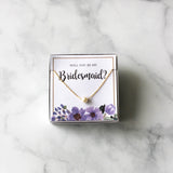 Bridesmaid Pearl Necklace Gift - Purple Floral