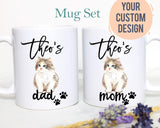 Personalized Tabby Kitten Mom and Dad Individual or Mug Set - White Ceramic Kitten Custom Mug