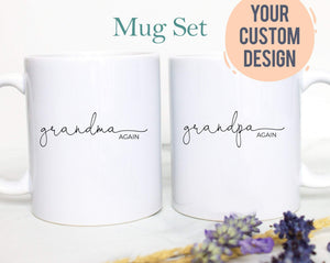 Grandpa and Grandma Again Individual or Mug Set - White Ceramic Mug - Inkpot