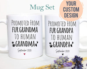 Promoted From Fur Grandma and Grandpa To Human - White Ceramic Mug - Inkpot