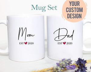 Mom and Dad Individual or Mug Set EST - White Ceramic Mug - Inkpot