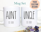 Personalized Aunt and Uncle Individual or Mug Set #4 Rae Dunn Inspired - White Ceramic Mug