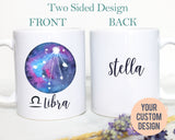 Libra Mug, Personalized Name Zodiac Mug, Gift for Her, Custom Name Mug, Libra Gift, Libra Coffee Mug, Zodiac Gift, Constellation Gift,Libra