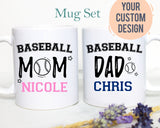 Baseball Mom Dad Individual OR Mug Set - White Ceramic Mug
