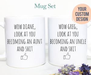 Promoted to Aunt and Uncle Individual OR Mug Set, Wow Look At You Becoming An Uncle Aunt, New Aunt Mug, New Uncle Gift, Baby Announcement