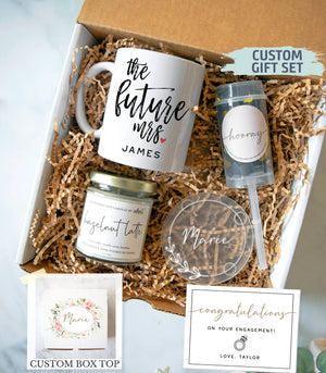 Personalized Engagement Gift Box | Congratulations on Engagement, Bridal Shower Gift Box, Bride to Be Gift Set, Future Mrs Gift, Bride Gift