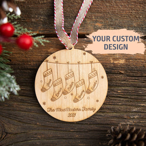 Custom Family Name Christmas Ornament | Personalized Family Bauble, Wooden Christmas Ornament, Christmas Tree Ornament Family Keepsake