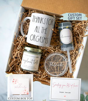 Personalized Valentine's Day Gift Box | Valentine's Care Package, Valentine's Gift Box for Him, Boyfriend, Husband, Thanks for the Orgasms