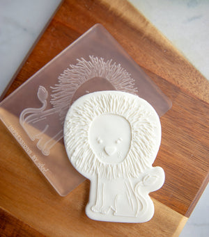 Lion - Acrylic Fondant Embosser With Optional Cutter | Lion Cookie Stamp,Baby Shower Fondant Embosser, Safari Baby Shower Cookie Cutter