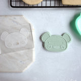 Bear Head - Acrylic Fondant Embosser With Optional Cutter | Bear Cookie Stamp, Baby Shower Fondant Embosser, Baby Shower Cookie Cutter, Bear