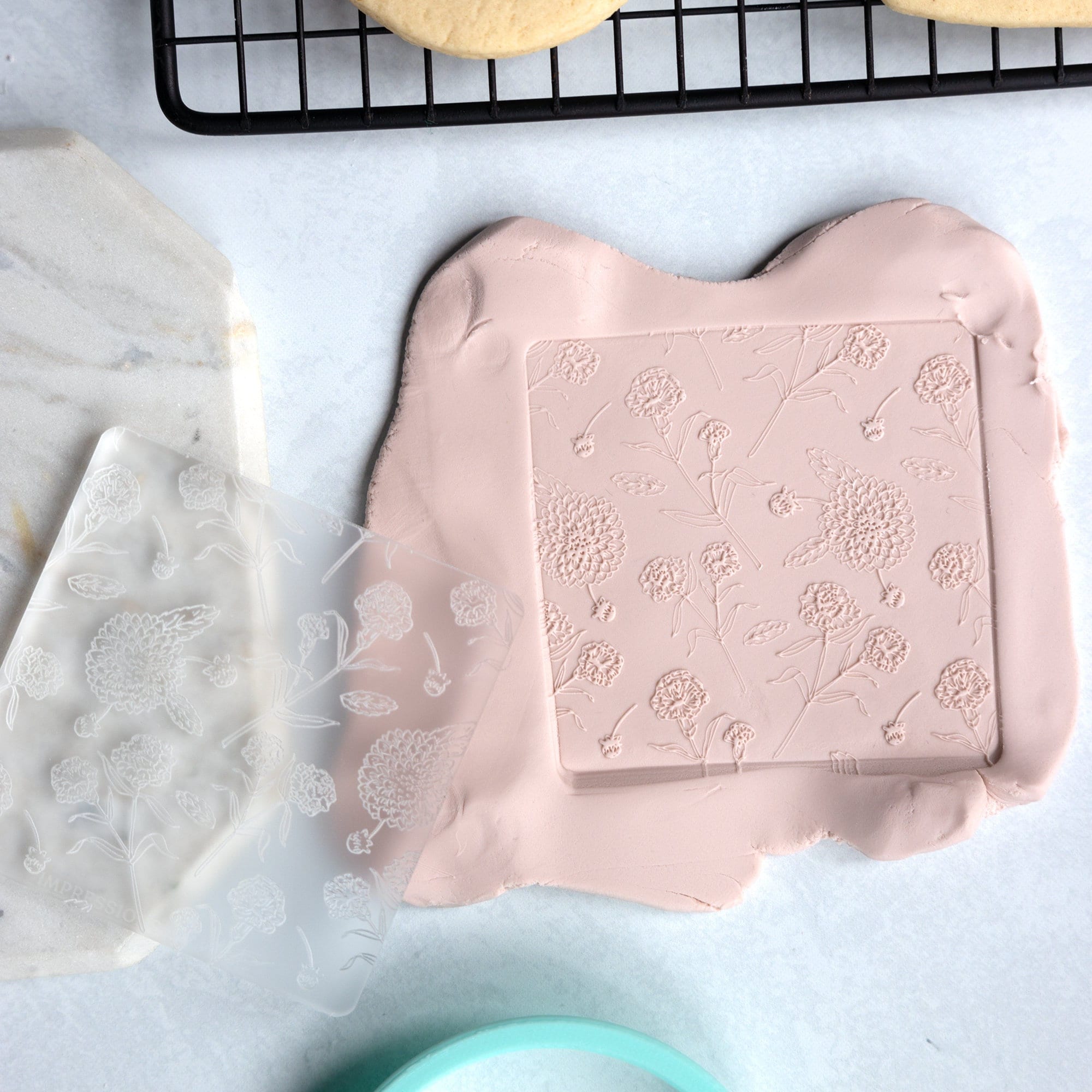 Floral Pattern Acrylic Fondant Embosser With Cutter | Cookie Stamp,Floral Fondant Embosser, Cookie Cutter,Flower Embosser, Mothers Day